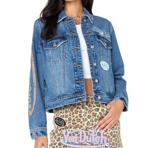 Von Dutch Embroidered Blue Jean Jacket Tik Tok Viral Jacket PTP 19”. NWT